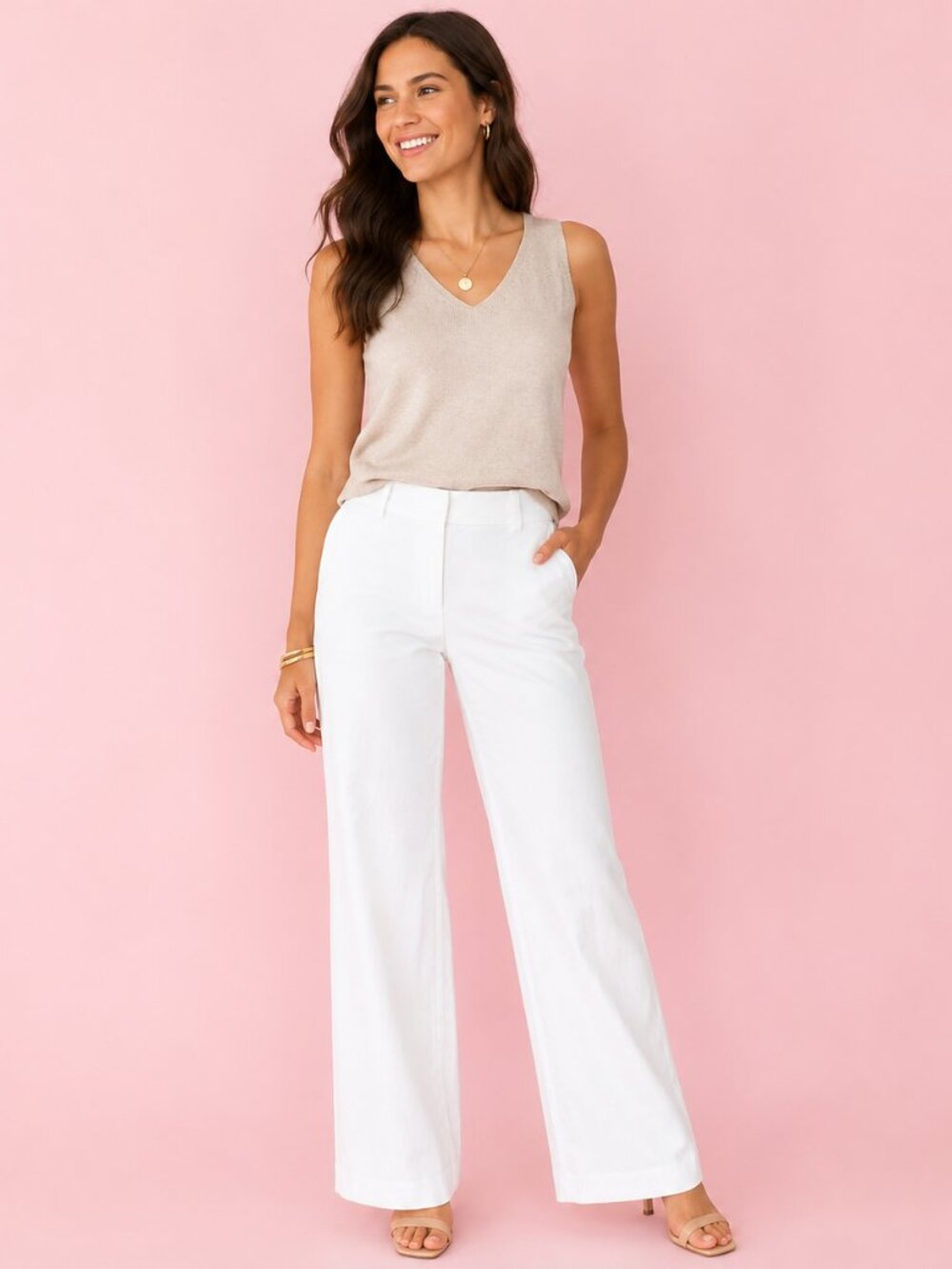 Ann Taylor Petites Lindsay White Wide Leg Pants | Size 2P